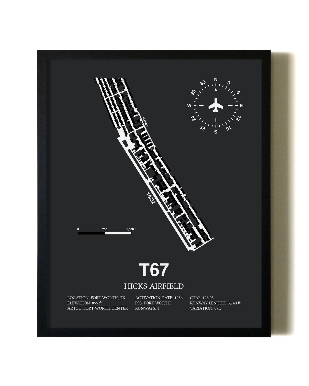 Unframed Hicks Airfield map print poster
