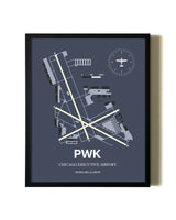 Framed Chicago Executive Airport wall art poster in black frame