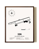 Delaware Airpark aviation print in walnut frame