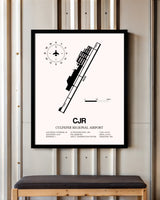 Culpeper Regional Airport framed poster displayed in an airplane hangar