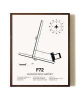 Franklin Field Airport aviation print in walnut frame