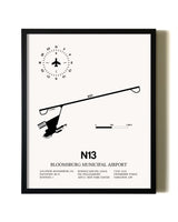Framed Bloomsburg Municipal Airport wall art poster in black frame