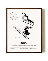 San Francisco Bay Oakland International Airport aviation print in walnut frame