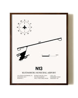 Bloomsburg Municipal Airport aviation print in walnut frame