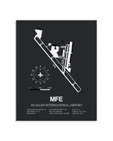 Gray Framed McAllen International Airport layout wall art poster
