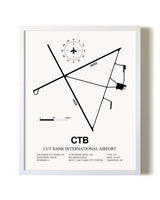 Cut Bank International Airport airport map poster in oak frame