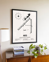 Double Eagle II Airport aviation wall décor in black wood frame