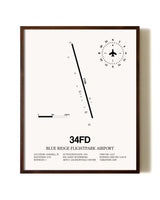 Blue Ridge Flightpark Airport aviation print in walnut frame