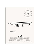 Gray Licking County Regional Airport framed poster displayed in an airplane hangar