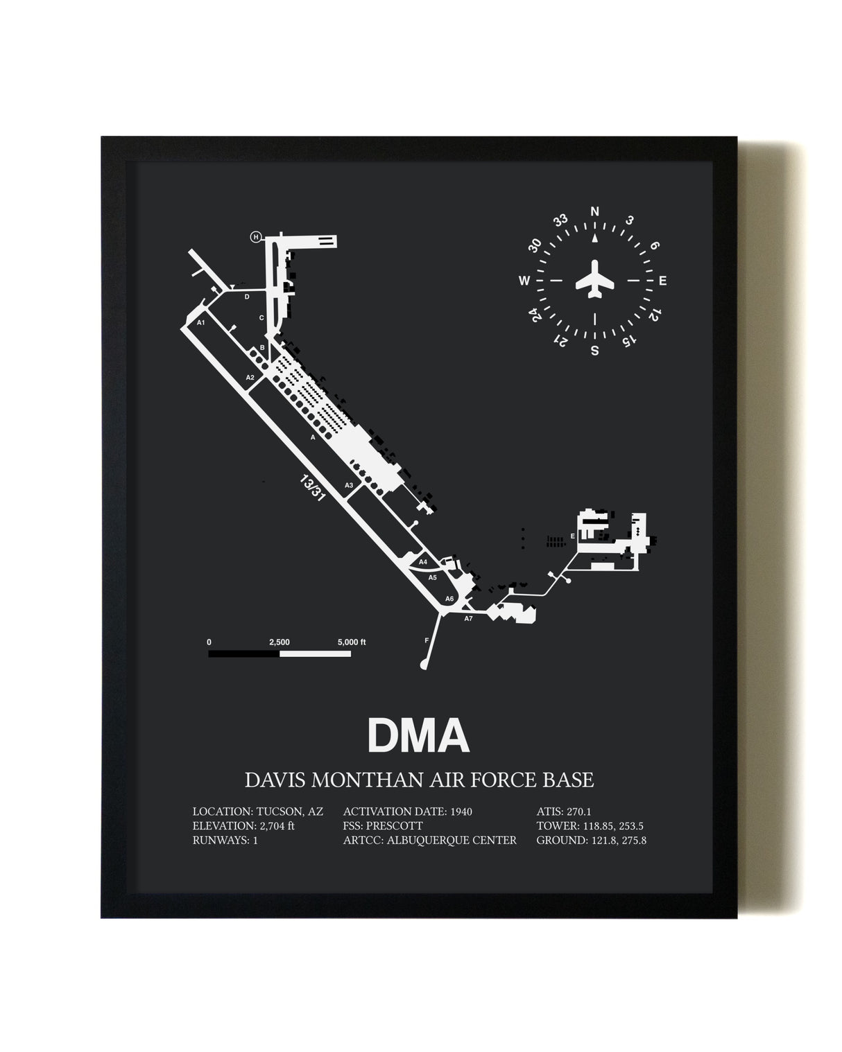 Unframed Davis Monthan Air Force Base map print poster