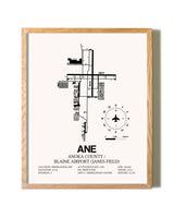 Anoka County/Blaine Airport (Janes Field) framed print in natural wood frame