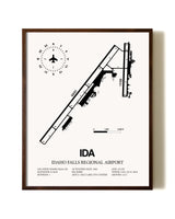 Idaho Falls Regional Airport aviation print in walnut frame