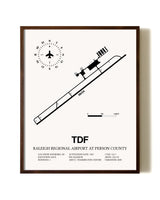 Raleigh Regional Airport At Person County aviation print in walnut frame