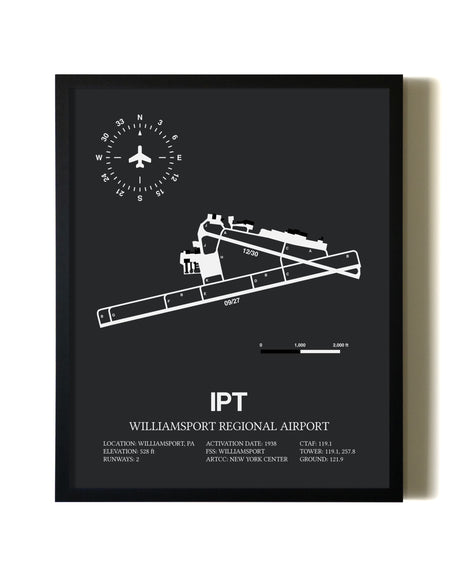 Unframed Williamsport Regional Airport map print poster