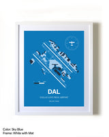 Dallas Love Field Airport framed wall art in white frame with mat