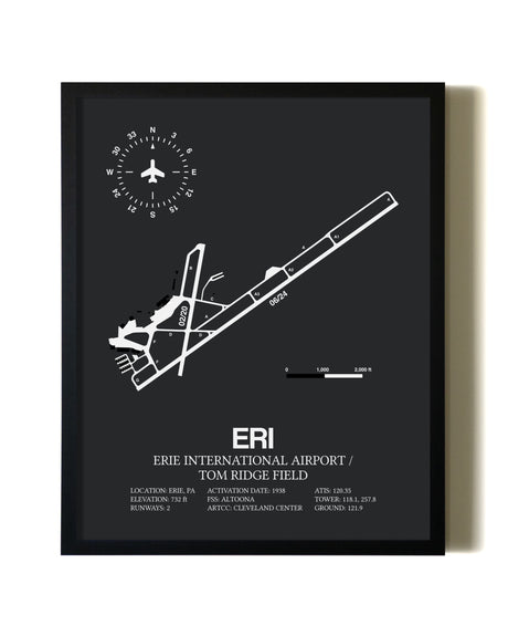 Unframed Erie International Airport / Tom Ridge Field map print poster
