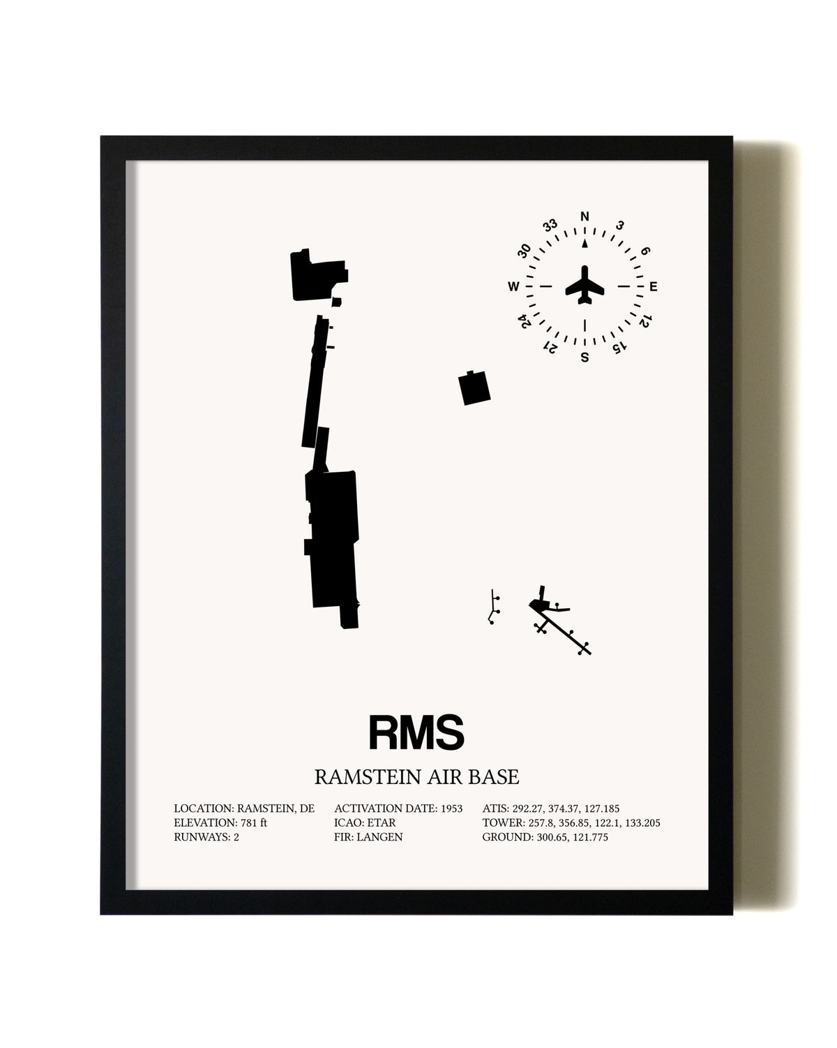 Framed Ramstein Air Base wall art poster in black frame