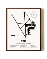 Godman Army Airfield aviation print in walnut frame