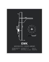 Gray Framed Newton City / County Airport layout wall art poster