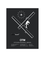 Gray Framed Ottumwa Regional Airport layout wall art poster