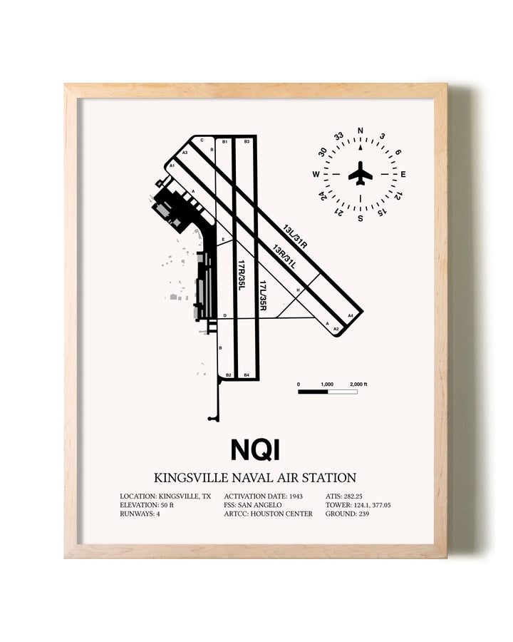 Kingsville Naval Air Station framed wall art in white frame