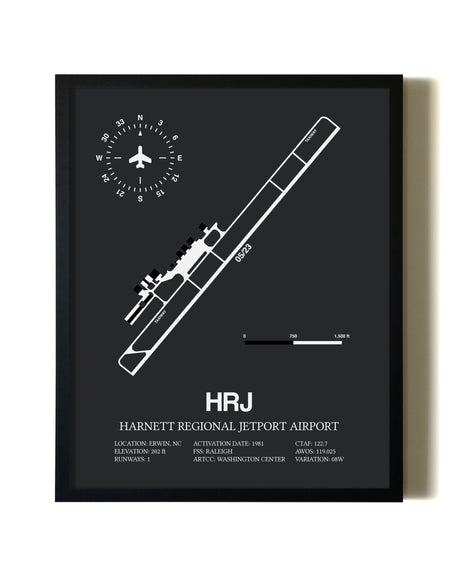 Unframed Harnett Regional Jetport Airport map print poster