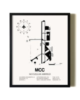 Framed McClellan Airfield wall art poster in black frame
