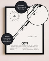 Framed Grand Canyon National Park Airport layout wall art poster