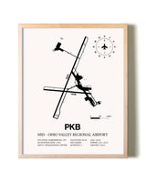 Mid-Ohio Valley Regional Airport framed wall art in white frame