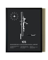 Unframed Bolingbrook's Clow International Airport map print poster