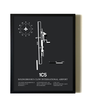 Unframed Bolingbrook's Clow International Airport map print poster