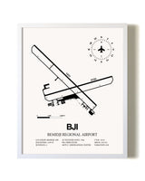 Bemidji Regional Airport airport map poster in oak frame