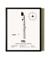 Framed Vernal Regional Airport wall art poster in black frame