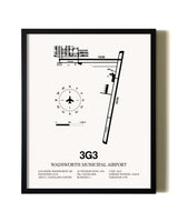 Framed Wadsworth Municipal Airport wall art poster in black frame