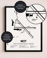 Framed Minot International Airport layout wall art poster