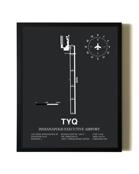 Unframed Indianapolis Executive Airport map print poster