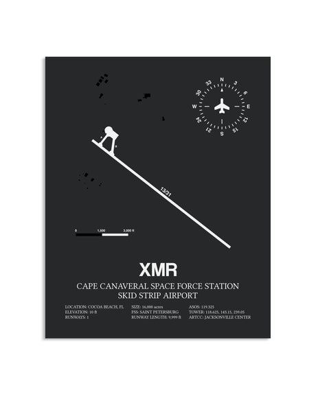 Gray Framed Cape Canaveral Space Force Station Skid Strip Airport layout wall art poster