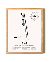 Music City Executive Airport framed print in natural wood frame