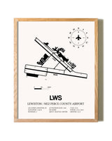 Lewiston / Nez Perce County Airport framed print in natural wood frame