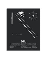 Gray Framed Detroit Lakes Airport-Wething Field layout wall art poster