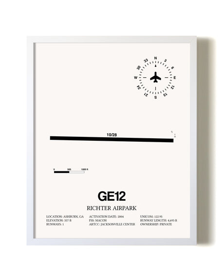 Richter Airpark airport map poster in oak frame