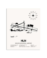 Gray Helena Regional Airport framed poster displayed in an airplane hangar