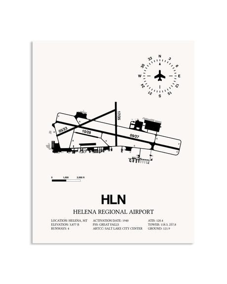 Gray Helena Regional Airport framed poster displayed in an airplane hangar