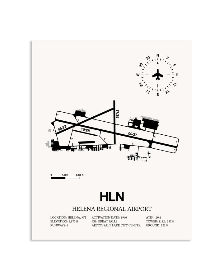 Gray Helena Regional Airport framed poster displayed in an airplane hangar