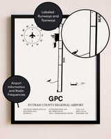 Framed Putnam County Regional Airport layout wall art poster