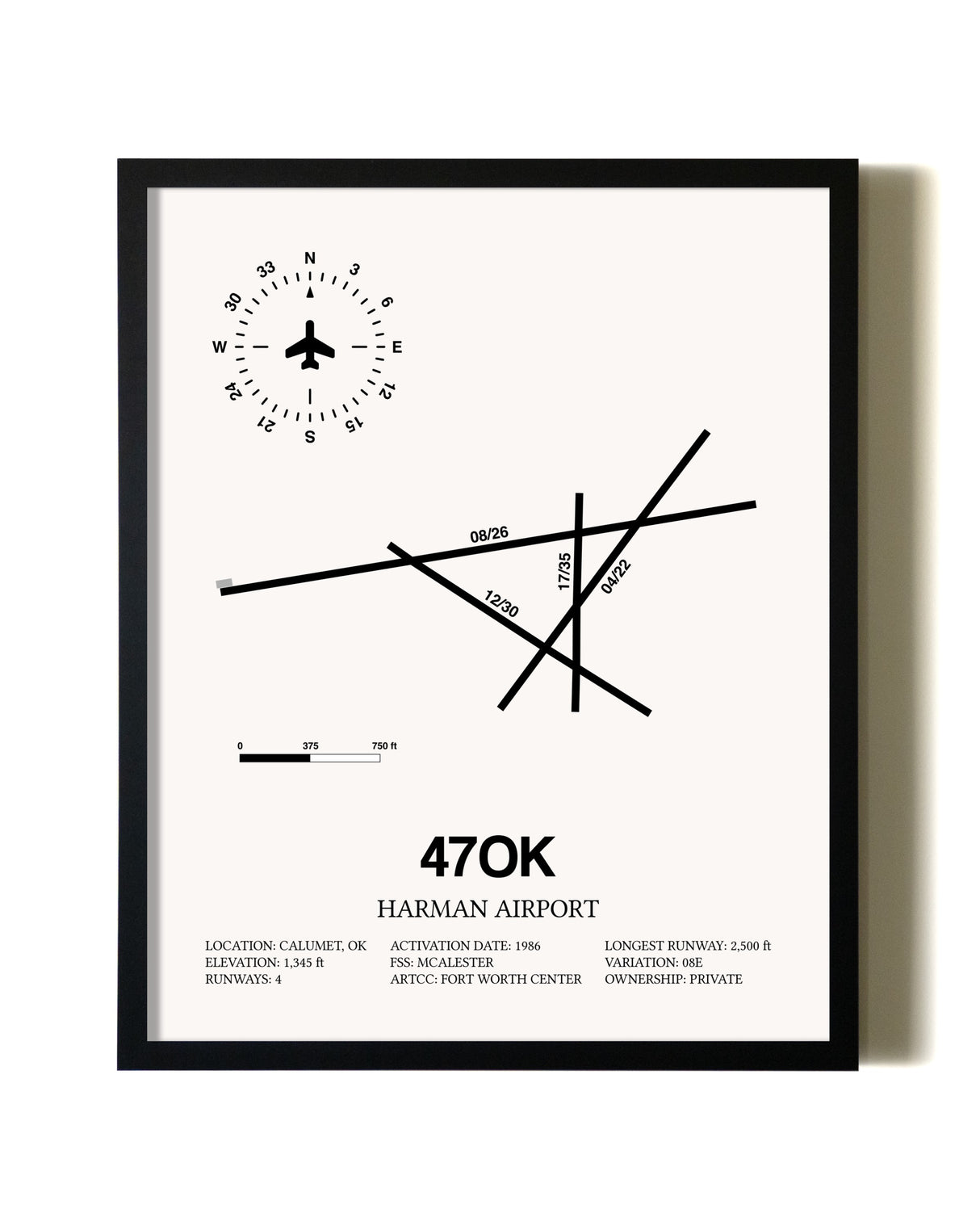 Framed Harman Airport wall art poster in black frame
