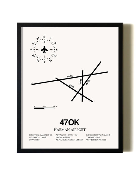 Framed Harman Airport wall art poster in black frame