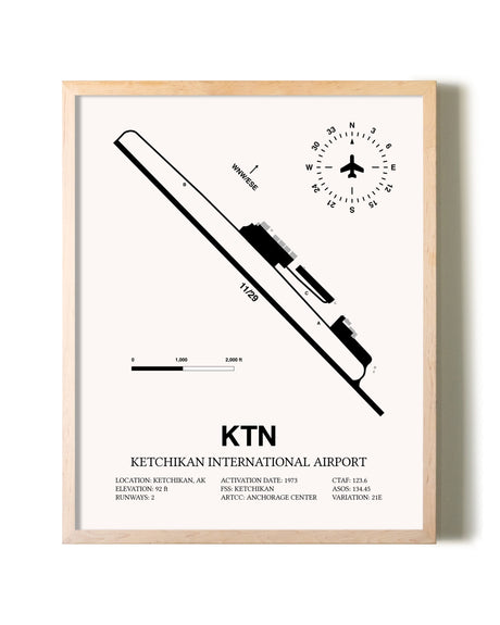 Ketchikan International Airport framed wall art in white frame