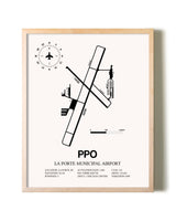 La Porte Municipal Airport framed wall art in white frame