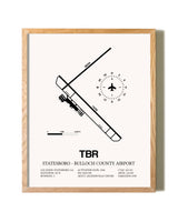 Statesboro-Bulloch County Airport framed print in natural wood frame